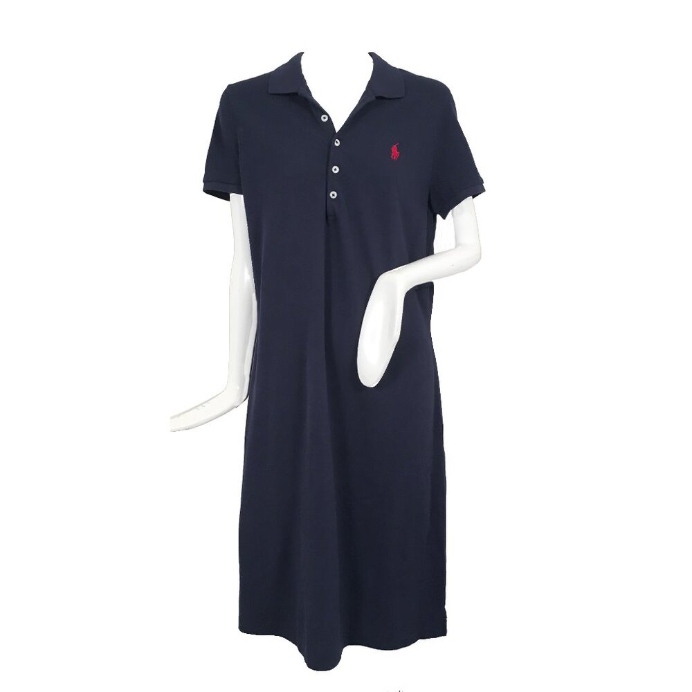 NEW! Polo Ralph Lauren Shirt Dress! XS Navy Red Polo Player Mesh Pique Cotton